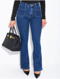 jeans flare stretch à poches sur l'avant