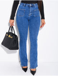jeans flare stretch à poches sur l'avant