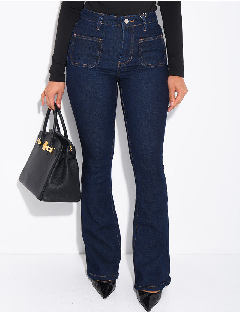 jeans flare stretch à poches sur l'avant