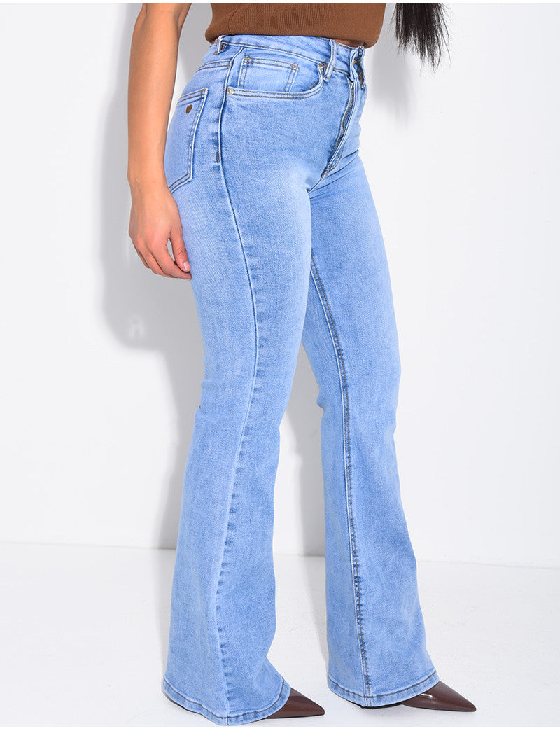 Jeans skinny stretch à bas évasé