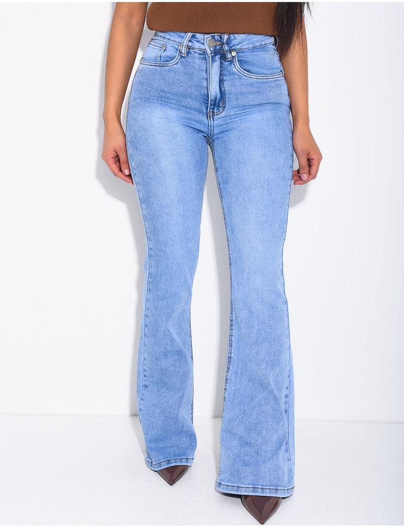 Jeans skinny stretch à bas évasé