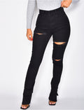 Jeans slim à fente destroy