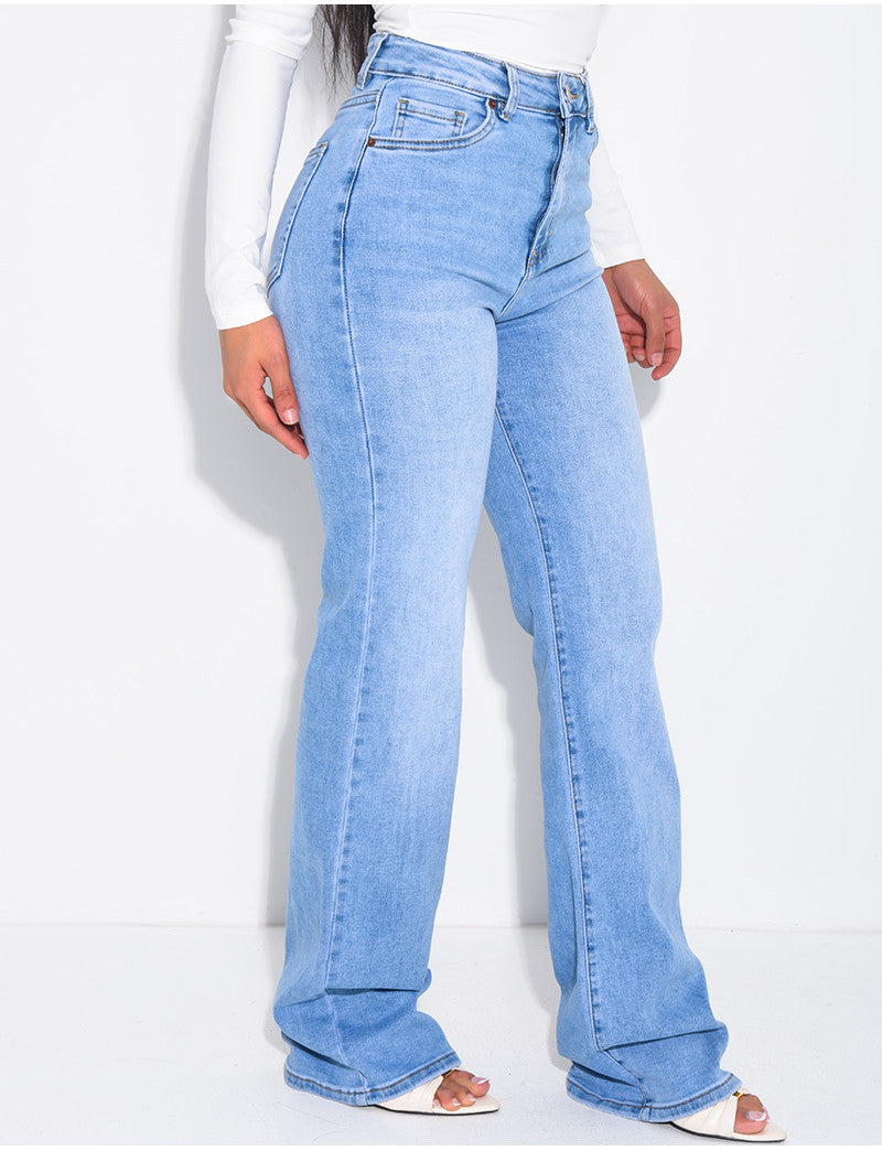 Jeans coupe droite taille haute stretchy