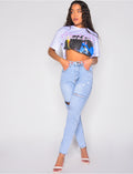 Jeans taille haute destroy