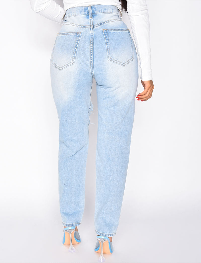 Jeans taille haute destroy