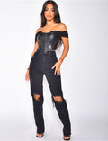 Jeans taille haute destroy