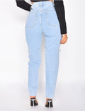 Jeans taille haute destroy