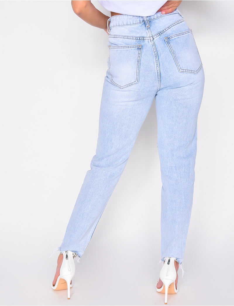 Jeans taille haute destroy