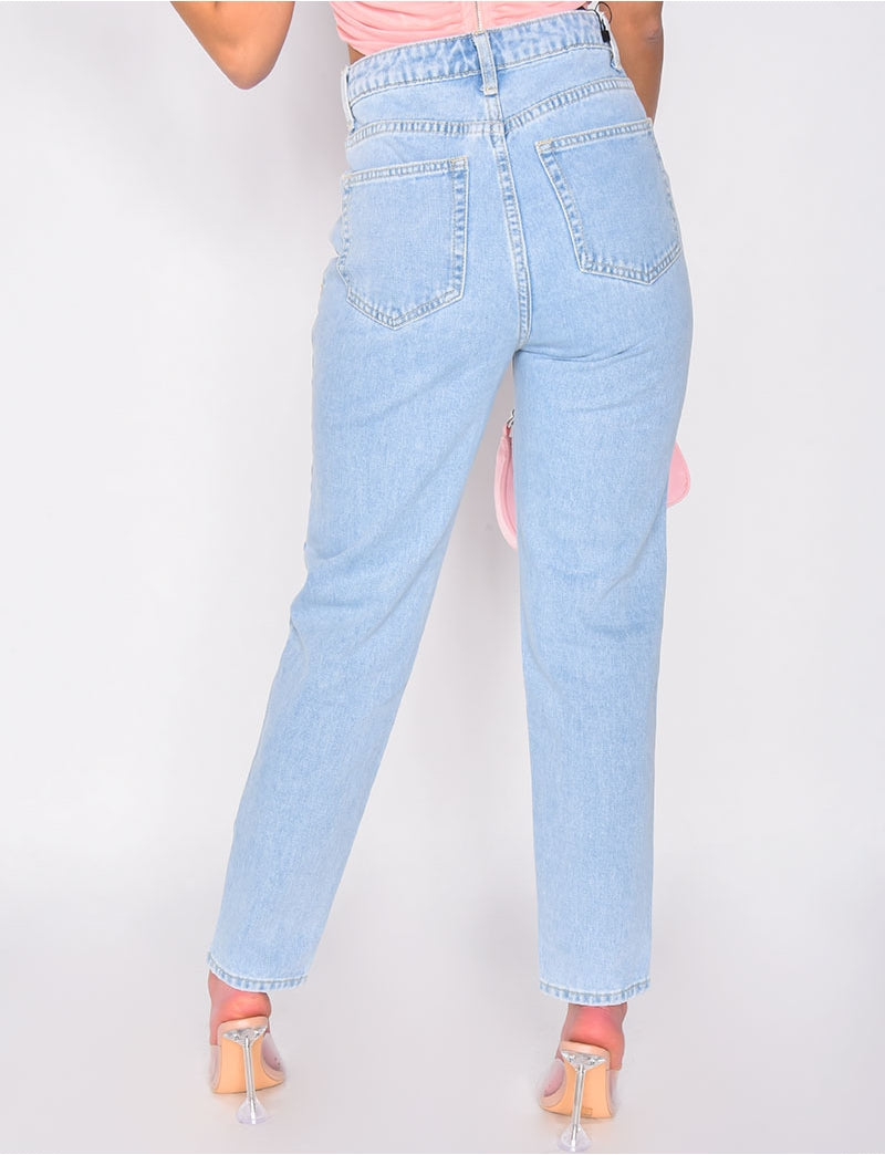 Jeans taille haute destroy