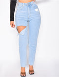 Jeans taille haute destroy