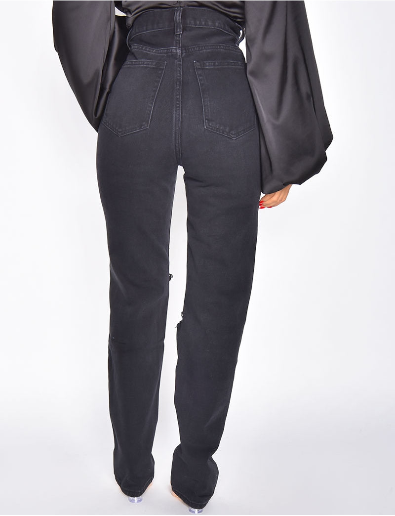Jeans taille haute destroy