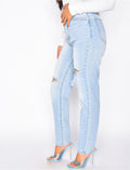 Jeans taille haute destroy