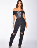 Jeans taille haute destroy