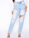 Jeans taille haute destroy