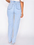 Jeans taille haute straight destroy