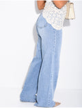 Jeans Wide Leg avec foulard en dentelle
