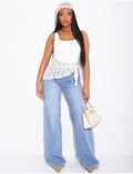 Jeans Wide Leg avec foulard en dentelle