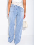 Jeans Wide Leg avec foulard en dentelle