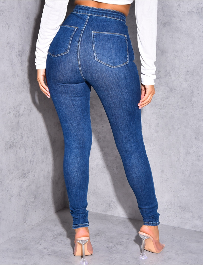 Jegging taille haute destroy