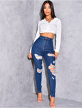 Jegging taille haute destroy
