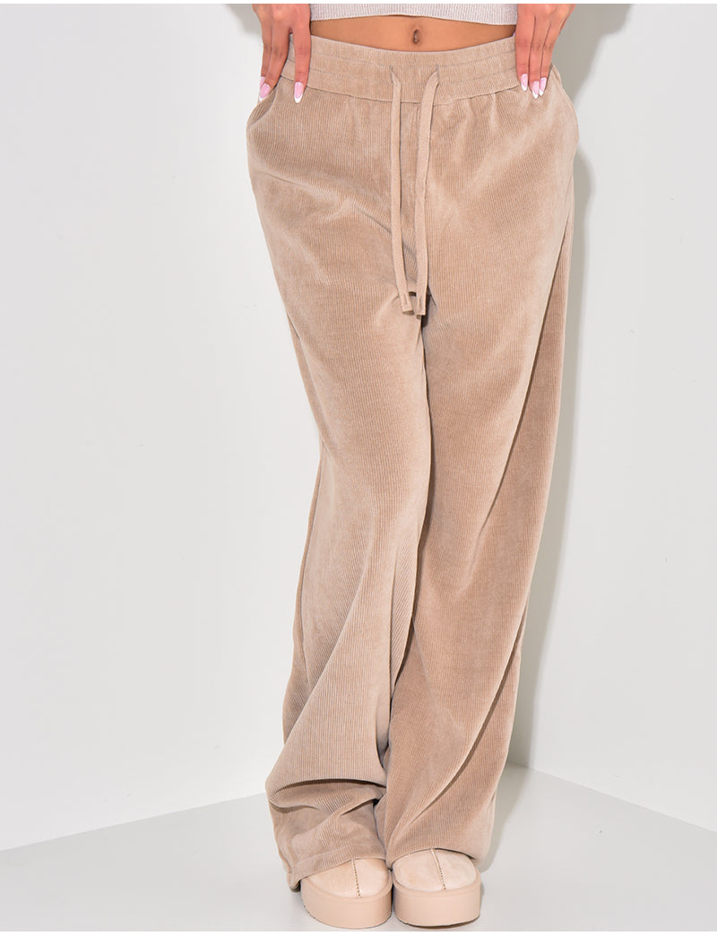 Jogging taille haute en velours