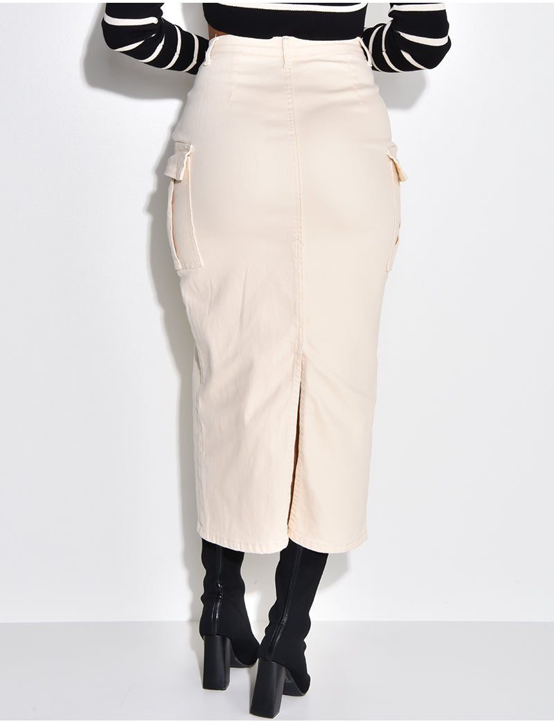 Jupe cargo en jeans stretchy