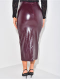 Jupe longue taille haute en similicuir vernis