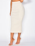 Jupe longue en laine taille haute