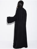 Kimono long en voile à bordures ornées de perles et de strass