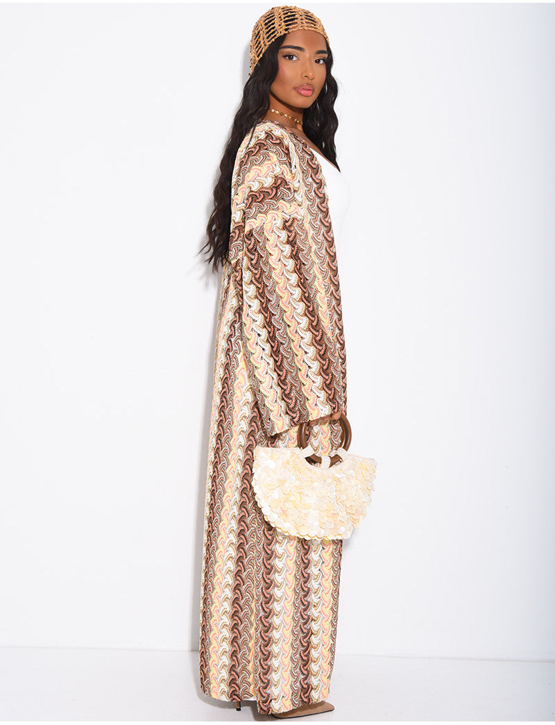 Kimono long en crochet multicolor