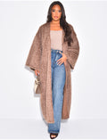 Kimono long effet fausse fourrure