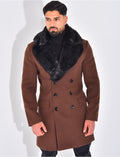 Manteau à col en fourrure