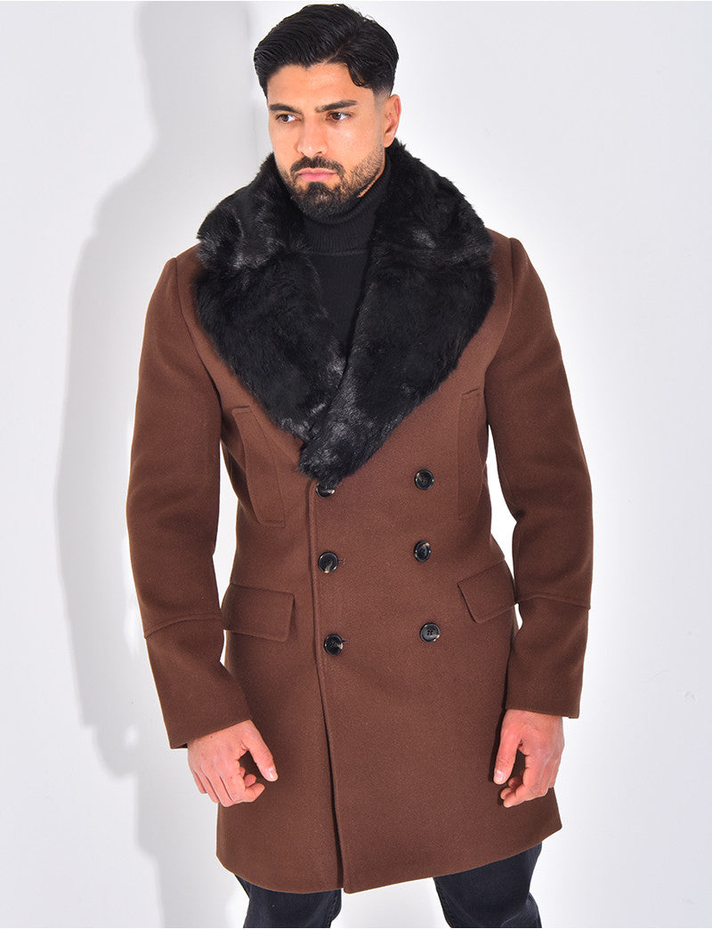 Manteau à col en fourrure