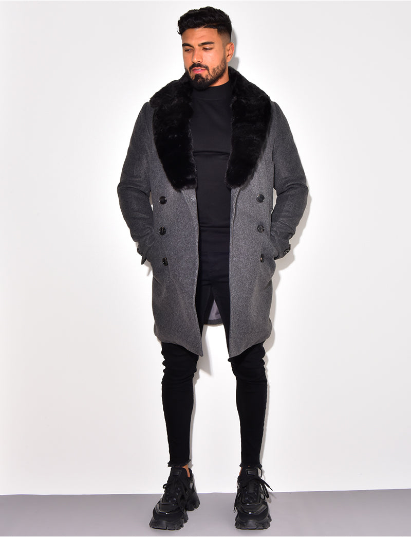 Manteau à col en fourrure