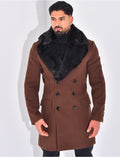 Manteau à col en fourrure