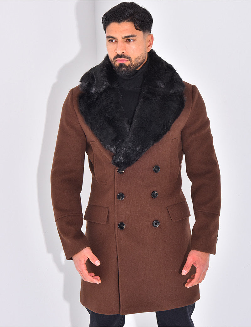 Manteau à col en fourrure
