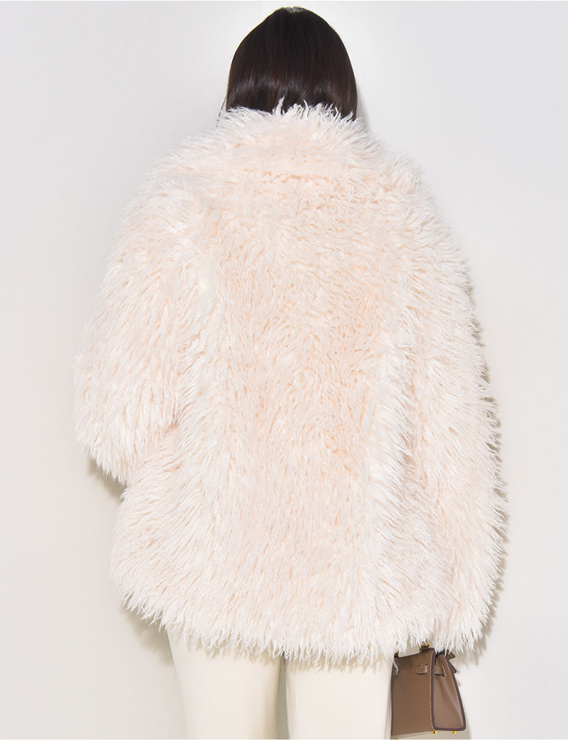 Manteau mi-long à fourrure fluffy