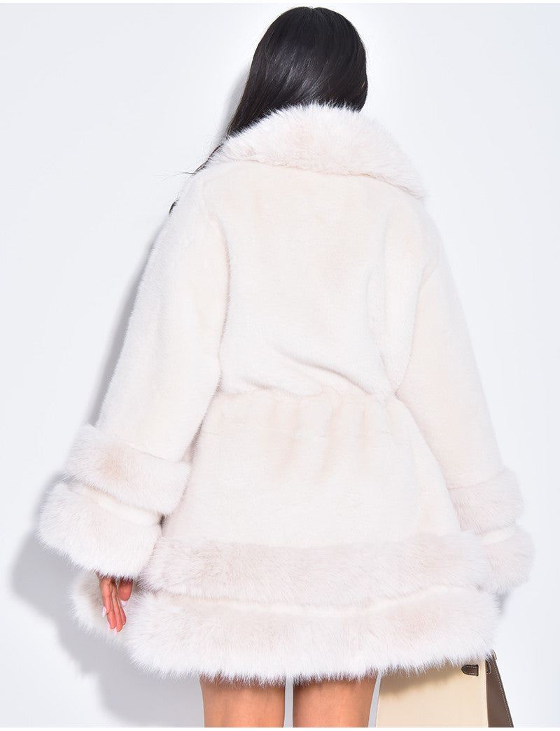 Manteau ample à fausse fourrure premium