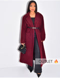Manteau long en laine bouillie à ceinture à la taille