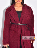 Manteau long en laine bouillie à ceinture à la taille