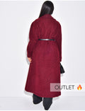 Manteau long en laine bouillie à ceinture à la taille
