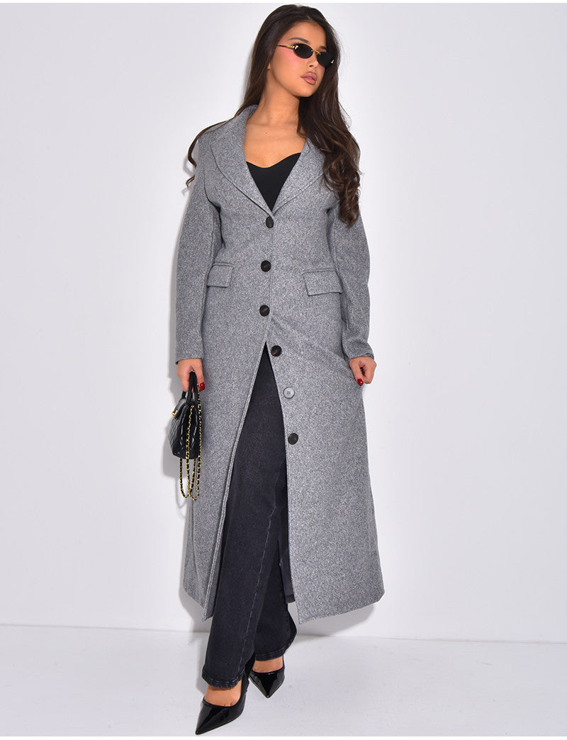 Manteau long en laine cintré