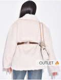 Veste courte en fausse fourrure avec ceinture