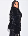 Manteau court en fausse fourrure à ceinture assortie