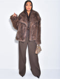 Veste courte en fausse fourrure