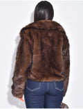 Veste courte en fausse fourrure zipée