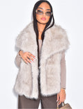 Manteau court en fausse fourrure sans manche
