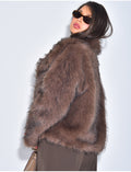 Veste courte en fausse fourrure