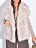 Manteau court en fausse fourrure sans manche