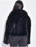 Veste courte en fausse fourrure zipée